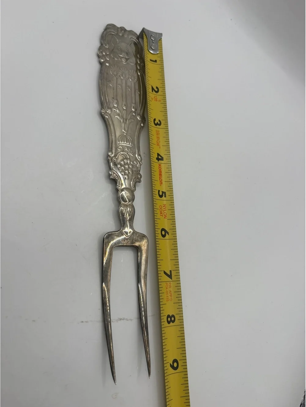Vintage Swedish Silverplate Pickle Fork Pig Handle Serving Fork Made Sweden